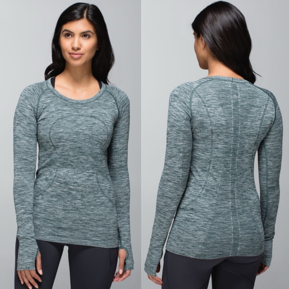 Lululemon Swiftly Tech Crew Long Sleeve Top Space Dye Heathered Fuel Green